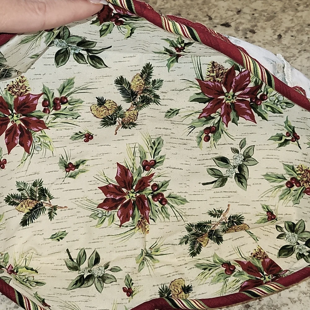 New Longaberger Napkin Holiday Botanical Fabric Liner